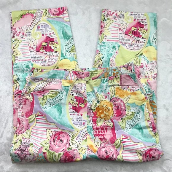 Vintage Susan Graver Womens Multicolor Floral Cafe Capri Pants Medium Cotton - Picture 12 of 12